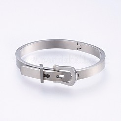 変色しにくい304ステンレススチールのバングル  ステンレス鋼色  2-1/4インチ（5.6cm）〜2-1/2インチ（6.3cm）x1-7/8インチ（4.7cm）〜2インチ（5cm）  6~12mm&nbsp;BJEW-P223-03P