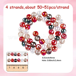 4 нити гальванизированные стеклянные бусины нити&nbsp;GLAA-PA0001-09A