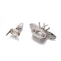 合金バッグツイストロックアクセサリー  ハンドバッグターンロック  ミツバチ  プラチナ  26.5x47.5x13mm&nbsp;AJEW-WH0109-49P