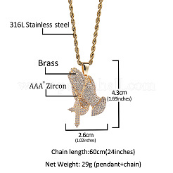 Ожерелья с подвесками в виде молящейся руки с крестом из хирургической нержавеющей стали 316L&nbsp;FS-WG75093-03