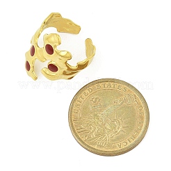 Нерегулярные эмалированные широкие открытые манжеты из нержавеющей стали 304 для женщин&nbsp;RJEW-G338-12G-01