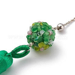 Regalo segnalibro in metallo con decorazioni grandi pendenti in nappa di poliestere&nbsp;AJEW-JK00167-01