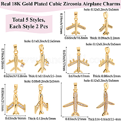 10 шт. 5 стиля латунные подвески с микропаве и кубическим цирконием&nbsp;KK-BBC0019-87