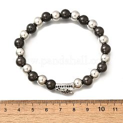 Латунные микро-паве кубические циркониевые бусины эластичные браслеты для женщин и мужчин BJEW-H201-01D-BP