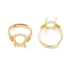 Componenti per anello solitario regolabile in ottone con zirconi cubici&nbsp;LS-KK-K266-08G