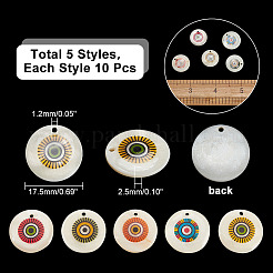 50 шт. подвески из натуральных пресноводных ракушек с двухцветным принтом SHEL-AR0001-10