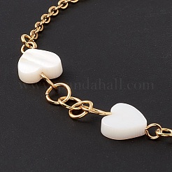 Bracciale a maglie di cuore in conchiglia sintetica&nbsp;BJEW-F431-07G