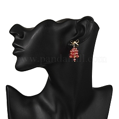 3 пара сережек-гвоздиков из латуни в виде рождественского колокольчика&nbsp;EJEW-MZ00495