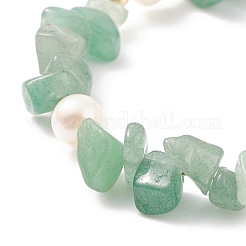 Chip di avventurina verde naturale e braccialetto scorrevole con perline di perle&nbsp;BJEW-JB08334-03