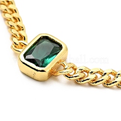 Bracelet à maillons rectangulaires en zircone cubique avec chaînes gourmettes&nbsp;BJEW-A127-07G