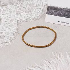 Bracciale elastico con perline a colonna di vetro da donna&nbsp;BJEW-JB08625-01