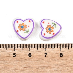 Perles de porcelaine à motifs floraux&nbsp;PORC-A033-01G