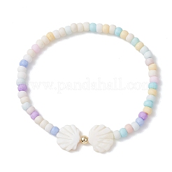 2 шт. браслет из натуральных белых ракушек в форме рыбы и ракушки&nbsp;BJEW-JB13277