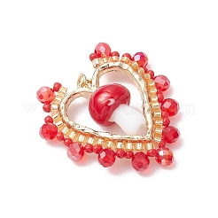 Лэмпворк в виде гриба ручной работы с круглыми стеклянными бусинами класса А и подвесками из сплава с открытыми задними панелями и подвесками из гальванизированного стекла PALLOY-MZ00689