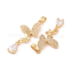 Латунные микропаве прозрачные подвески с фианитом&nbsp;KK-E068-VC412