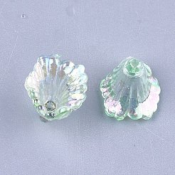 透明なアクリルビーズキャップ  ABカラー  花  アクアマリン  10x12x12mm  穴：1.2mm  約1960個/500g&nbsp;TACR-T007-01B