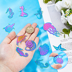 22 шт. 11 стиля ионное покрытие (IP) 201 нержавеющая сталь травленый металл украшения подвески&nbsp;STAS-HS0001-44