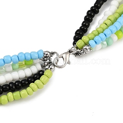 Многорядные ожерелья из бисера из богемского стекла для женщин&nbsp;NJEW-JN05354-02