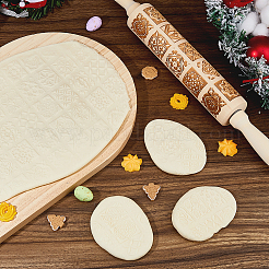 Деревянная декоративная скалка с цветочным узором&nbsp;AJEW-WH0596-430A