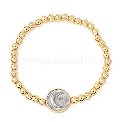 Braccialetti elastici con perline rotonde in ottone per donna&nbsp;BJEW-H640-03B-GP