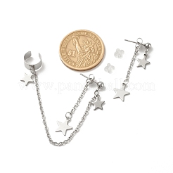 Асимметричные серьги в форме звезды из нержавеющей стали марки 304 EJEW-JE04889-02