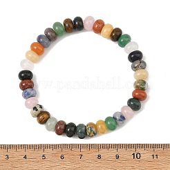 Bracelets extensibles en perles heishi rondelles de pierres fines naturelles mélangées de 8 mm&nbsp;BJEW-JB14425