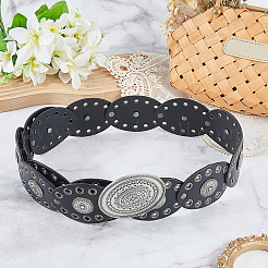 Винтажные ремни из сплава и искусственной кожи с овальными монетами&nbsp;AJEW-WH20128-038A