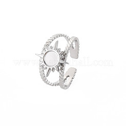Bague ouverte en acier inoxydable 201 avec monture en émail&nbsp;LS-STAS-S119-159B-P
