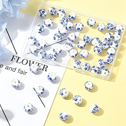 50 шт. синие и белые фарфоровые бусины ручной работы PORC-FS0001-07