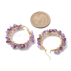 Серьга-кольцо из натуральных смешанных драгоценных камней&nbsp;EJEW-JE05708