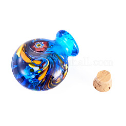 手作りランプワーク香水瓶ペンダント  コルク付き  ディープスカイブルー  31~33x23x14mm&nbsp;LAMP-TADJ0001-05D