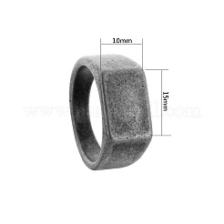 304ステンレススチール指輪  男性用シグネットリング  アンティークシルバー  10mm  内径：17.4mm&nbsp;WGDF4AB-14