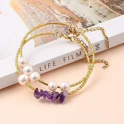 Conjuntos de pulseras con cuentas de corneta de vidrio plateado&nbsp;BJEW-JB05493-02