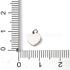 304ステンレスペンダント  丸カン付き  ステンレス鋼色  輝くハートのチャーム  7x7x1mm  穴：4.5x2.5mm&nbsp;STAS-T026-01C-P