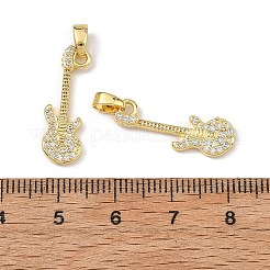 真鍮マイクロパヴェクリアキュービックジルコニアペンダント  ギターチャーム  18KGP本金メッキ  22x7x2mm  穴：3.5x2mm&nbsp;CU-L277-01G