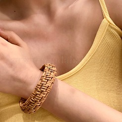 ラタン編みのバングル  女性用軽量ストローバングル  ペルー  内径：2.64インチ（6.7cm）&nbsp;WGEC89A-03