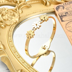 1шт регулируемые браслеты из нержавеющей стали 304 с вакуумным покрытием в виде цветка для женщин&nbsp;BJEW-YW0001-16