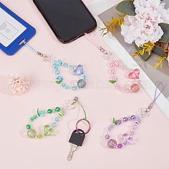 4 шт. резиновые и акриловые ремешки для мобильного телефона HJEW-DR00101