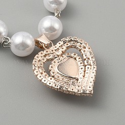 Collier pendentif chat chiot strass alliage coeur&nbsp;AJEW-WH0248-251