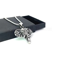 Винтажные ожерелья из нержавеющей стали со слоном для мужчин и женщин BU1336