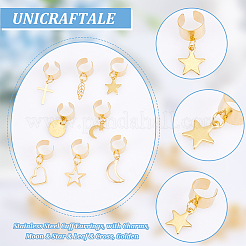 8 пара 8-х стильных серег-манжет из нержавеющей стали 304 EJEW-UN00004