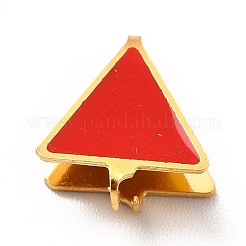 304ステンレススチールスナップオンベイル  エナメル  三角形  ゴールドカラー  レッド  11x10x3mm  ピン：0.9mm&nbsp;STAS-I193-05G-02
