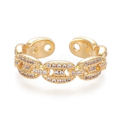 Регулируемые латунные кольца микро манжеты из прозрачного циркония RJEW-M133-11G