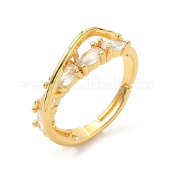 Латунные микро проложить пальцев кольца кубического циркония&nbsp;RJEW-H258-14G