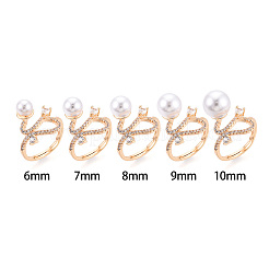 Изогнутая форма латунный микропаве прозрачный кубический цирконий регулируемые настройки кольца KK-T076-46G