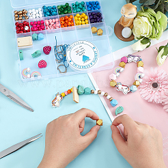 DIY-Set zum Basteln von Armbändern und Schlüsselanhängern aus Holzperlen&nbsp;DIY-PH0008-94