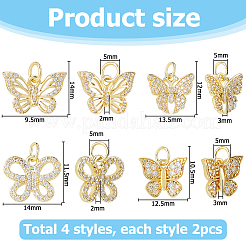 8 шт. 4 стиля латунные подвески с микропаве и кубическим цирконием&nbsp;KK-HS0015-21