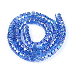 Ab couleur plaqué perles de verre transparent brins&nbsp;GLAA-T026-4x8mm-T04