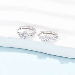 Серьги-кольца Star 925 из стерлингового серебра с микропаве из прозрачных кубических цирконий&nbsp;EJEW-K317-07P