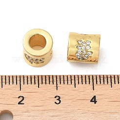 ラックメッキ真鍮マイクロパヴェキュービックジルコニアヨーロピアンビーズ  大穴ビーズ  長持ちメッキ  鉛フリー＆カドミウムフリー  コラム  18KGP本金メッキ  8.6x8.2mm  穴：4.3mm&nbsp;KK-K377-04G